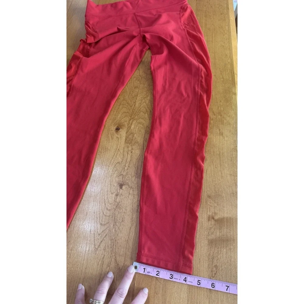 Fabletics PureLuxe High Rise Red Ankle Leggings Women's XS Stretch Elastic Waist